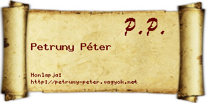Petruny Péter névjegykártya